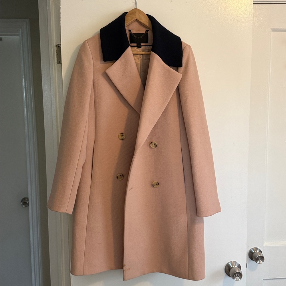 J. Crew Pink Coat with Black Accents
